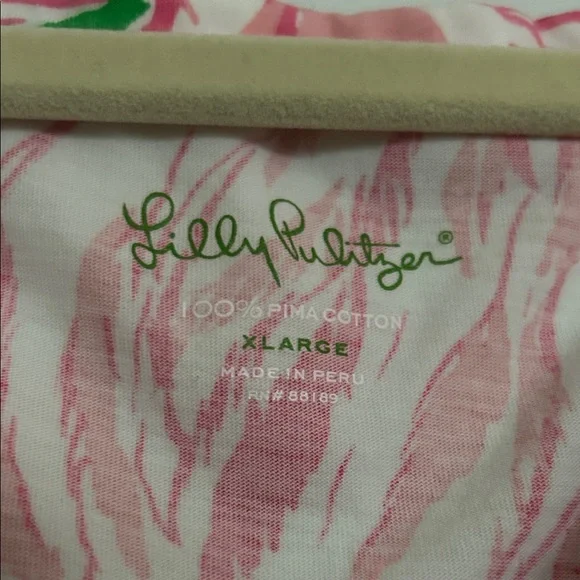 Lilly Pulitzer pink/green/white flamingo dress.   Size XL. - Picture 5 of 8